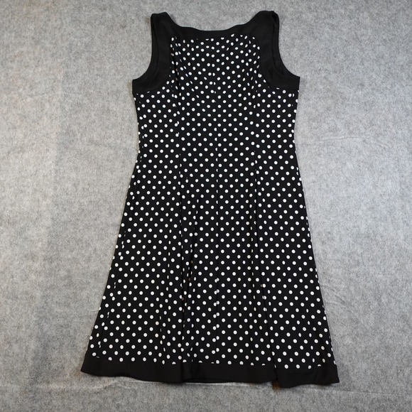 Ralph Lauren Dress Womens 10 ALine Polka Dot Mini Black White Square Neck - Picture 4 of 8